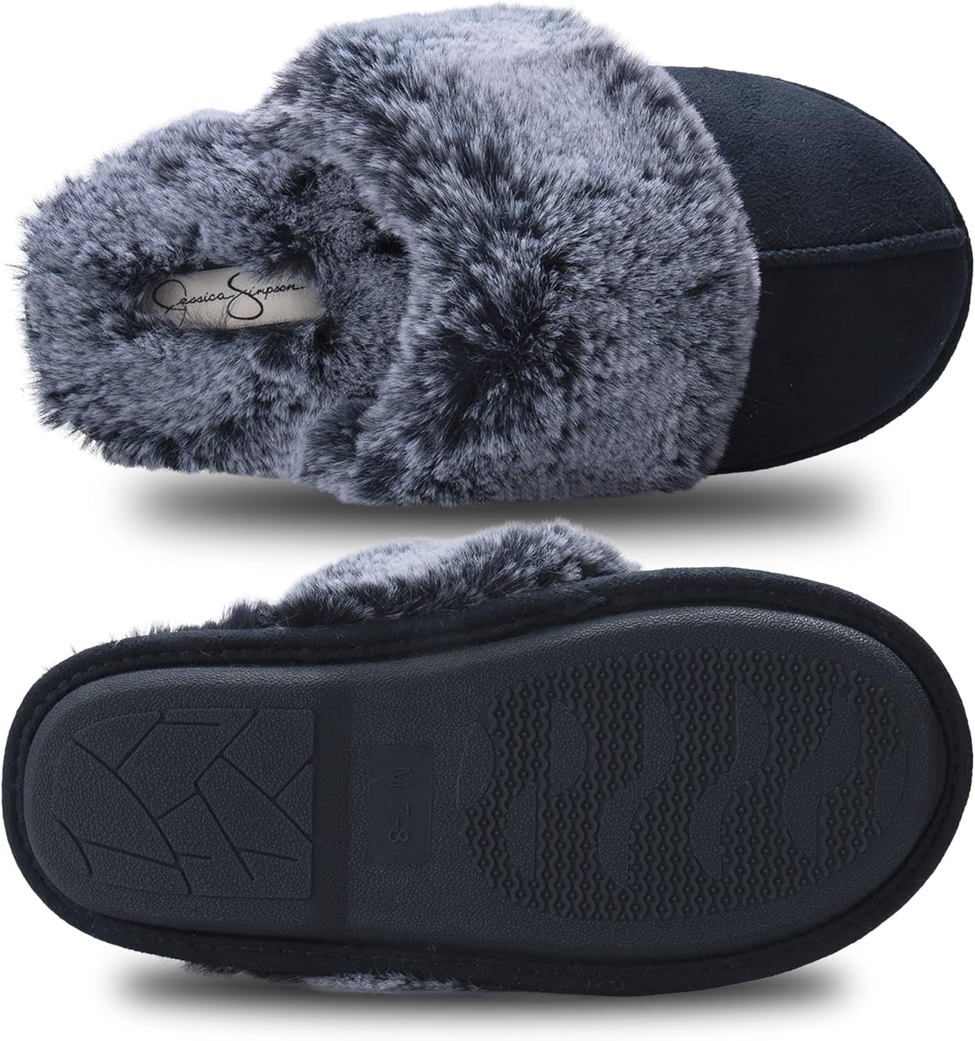 Women'S Comfy Faux Fur House Slipper Scuff Memory Foam Slip on Anti-Skid Sole