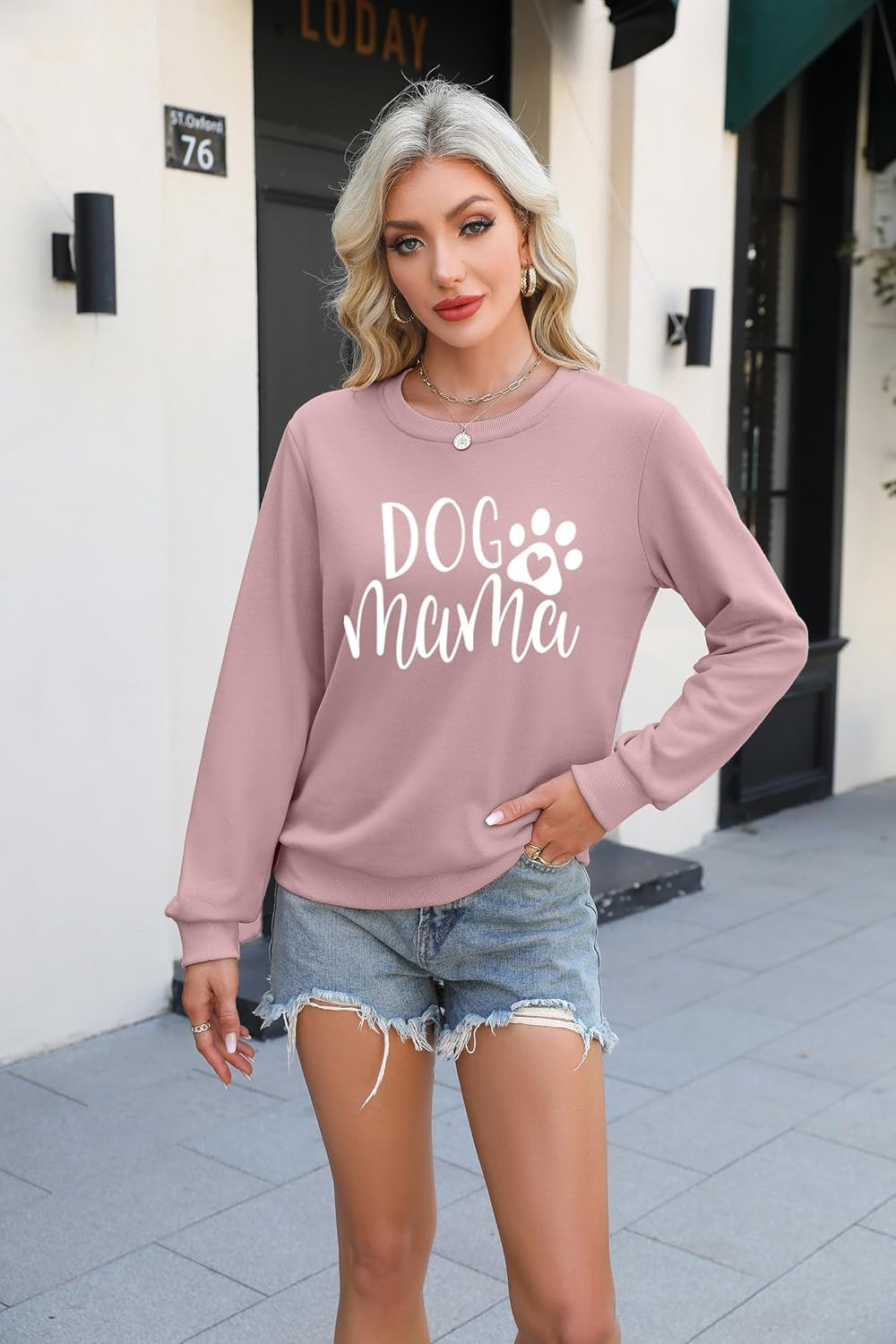 Dog Mom Sweatshirt Women Dog Mama Shirt Pullover Cute Dog Sweater Long Sleeve Letter Print Tshirt Tops