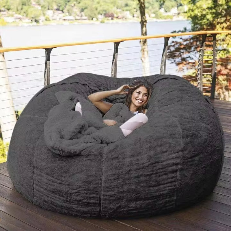 Dropshipping Fur Giant Removable Washable Bean Bag Bed Cover Living Room Furniture Lazy Sofa Cover