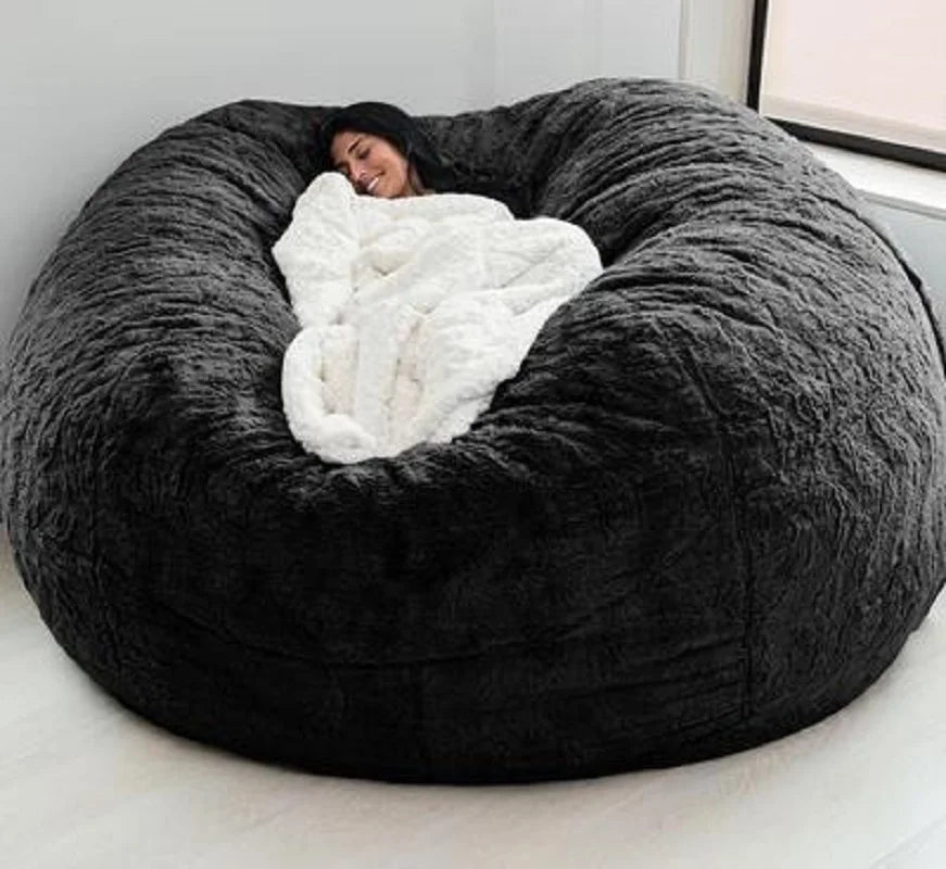 Dropshipping Fur Giant Removable Washable Bean Bag Bed Cover Living Room Furniture Lazy Sofa Cover