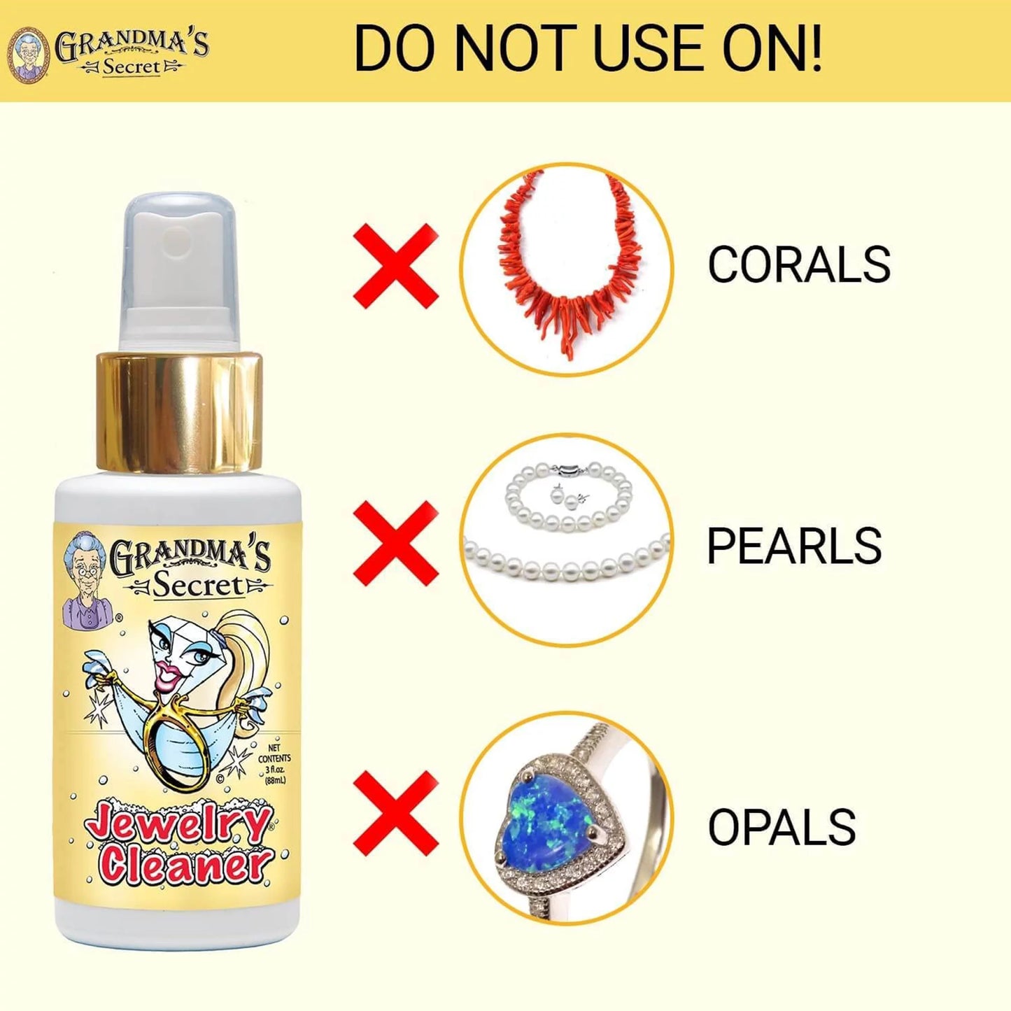 Grandma’S Secret Jewelry Cleaner Spray Gold Silver Cleaning Solution Tarnish Remover 3Oz 3 Pack